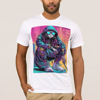 Neon Cyberpunk Rastafari Cat T Shirt