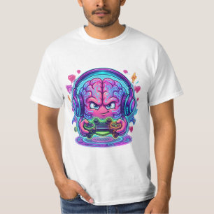 Neon Cyberpunk Spelare Hjärna Nivå Upp Kontrollenh T Shirt