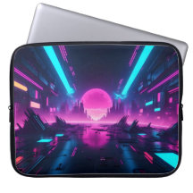Neon Cyberpunk Stadsscen Syntvåg Retro Teknik