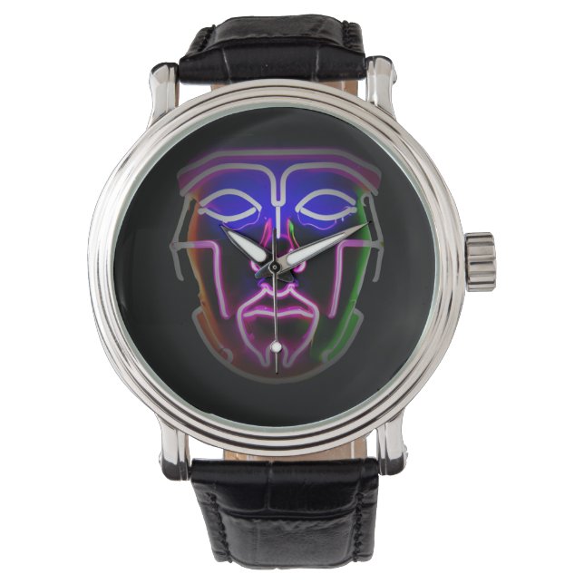 Neon Cyborg Futuristiska Black Armbandsur (Framsida)