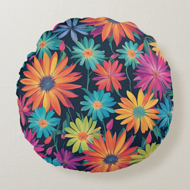 Neon Daisys Rund Kudde (Framsidan)