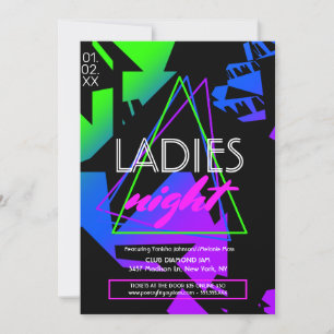 Neon Damernas Natt Geometrisk Klubb Flyer Kampanj Inbjudningar