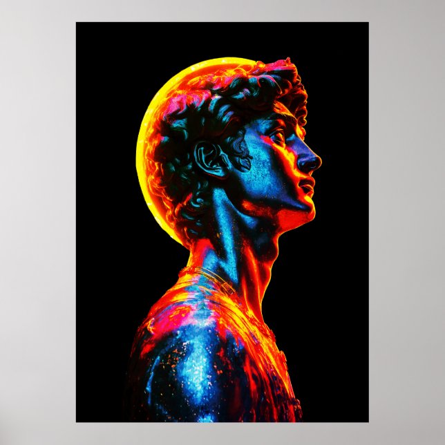 Neon David Statue  Poster (Framsidan)