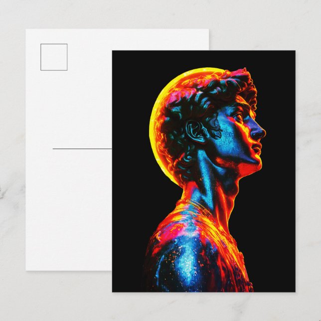 Neon David-staty  Vykort (Fram/baksida)