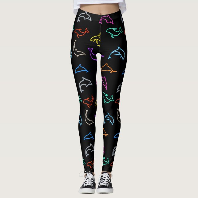 neon delfiner - leggings (Framsida)