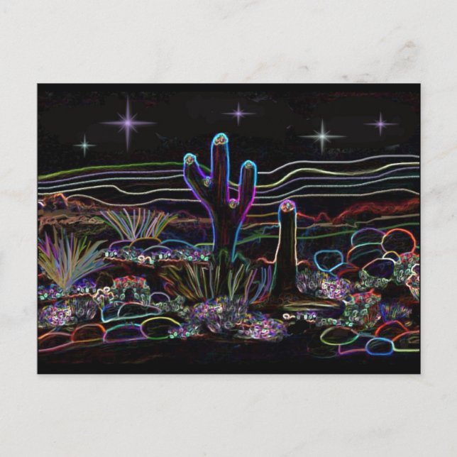 Neon Desert Stary Night Vykort (Framsida)