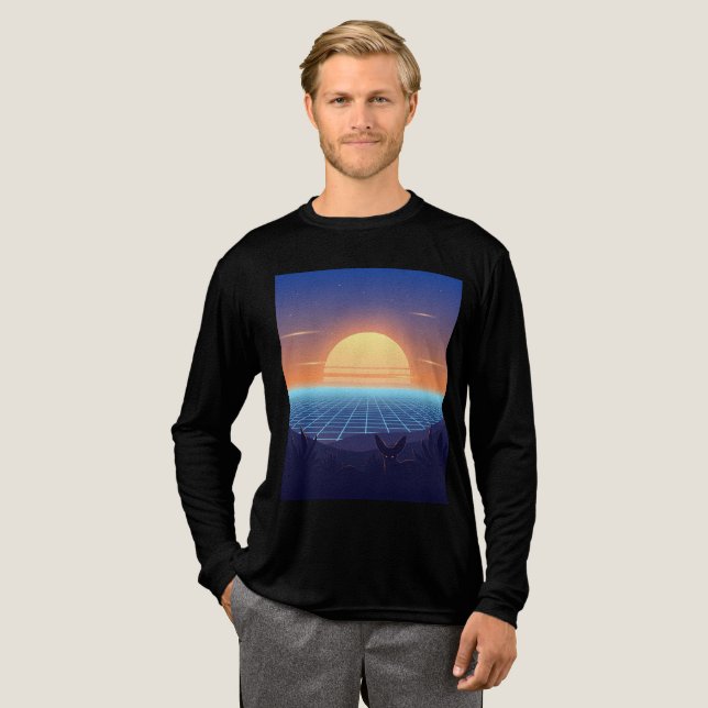 Neon Desert Sunset - Synthwave Fox Silhouette T Shirt (Hel framsida)
