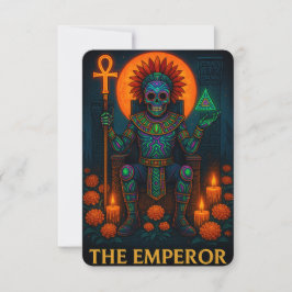 Neon Dia de los Muertos Emperor Tarot Card