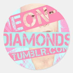 neon—diamanter runt klistermärke