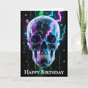Neon Digital Decay Gothic Cyber Skull Tack Kort