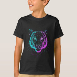 Neon digital tiger art t shirt