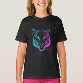 Neon digital tiger art t shirt