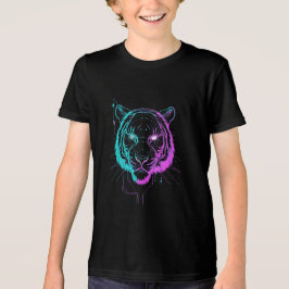 Neon digital tiger art t shirt