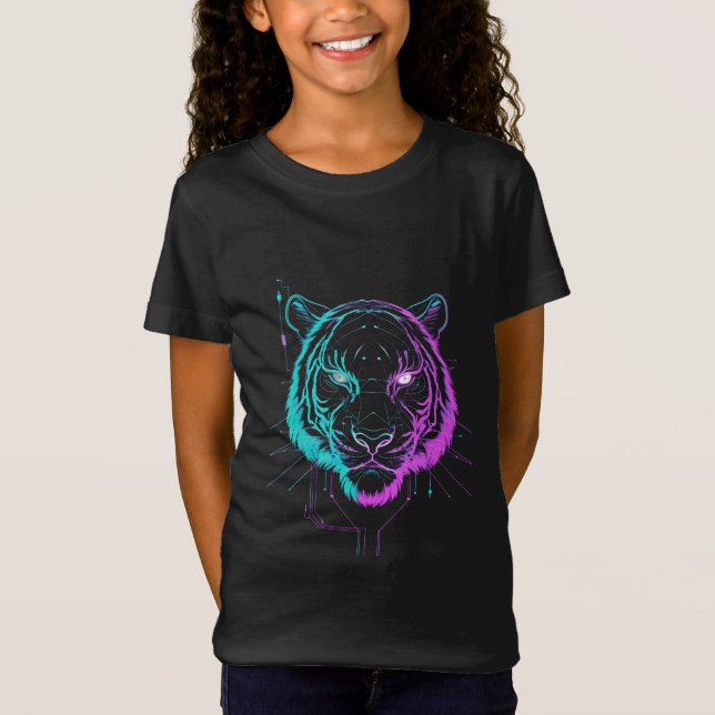 Neon digital tiger art t shirt (Framsida)