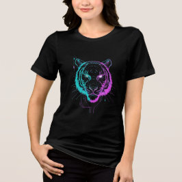 Neon digital tiger art t shirt