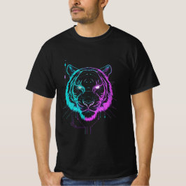 Neon digital tiger art t shirt
