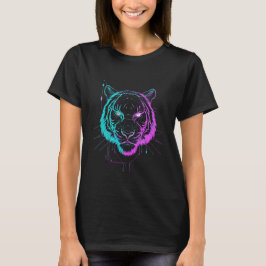 Neon digital tiger art t shirt