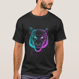 Neon digital tiger art t shirt