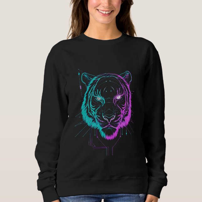 Neon digital tiger art t shirt (Framsida)
