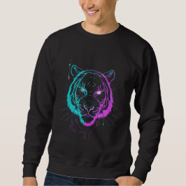 Neon digital tigerkonst lång ärmad tröja