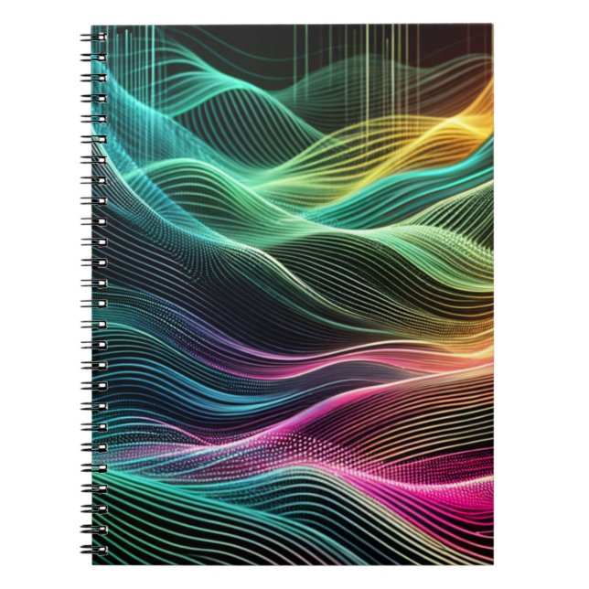 Neon Digital Wave Mönster bärbar dator Anteckningsbok (Framsidan)