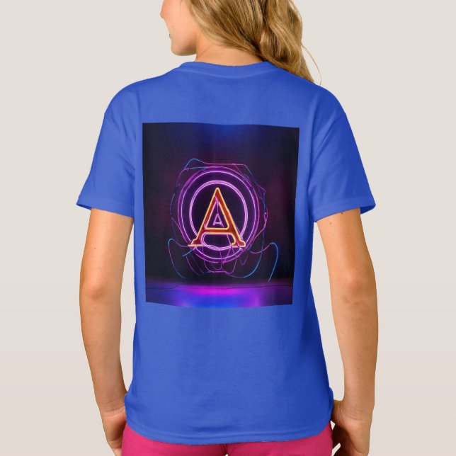 Neon Digital World Logotyp med Brev 'A' T Shirt (Baksida)