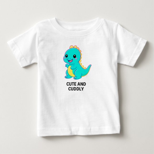 Neon Dino Kawaii – Cute and Cuddly T Shirt (Framsida)