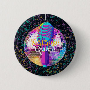 Neon Disco Boll Karaoke Queen Birthday Gift Knapp