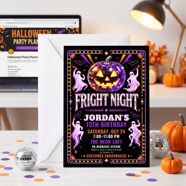 Neon Disco Pumpa Fright Night Inbjudan (Skapare uppladdad)