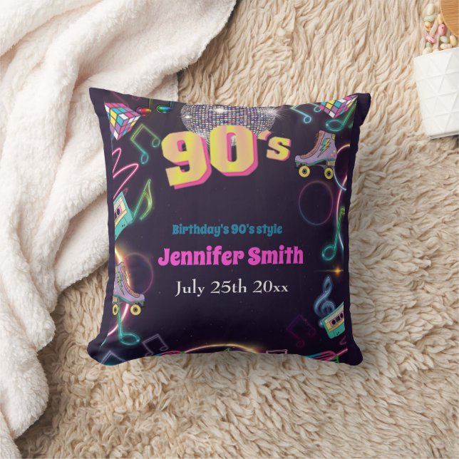 Neon Disco Vibes Retro Stytle Kudde (Filt)