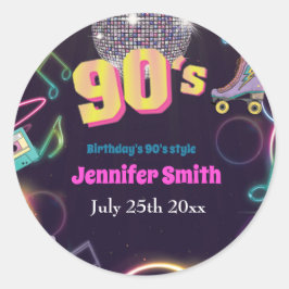 Neon Disco Vibes Retro Stytle Runt Klistermärke