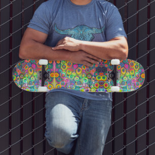 Neon Disted Bubble Print Skateboard