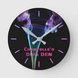 NEON DIVA DEN - Personligen Smokey Ljus Girls Rund Klocka