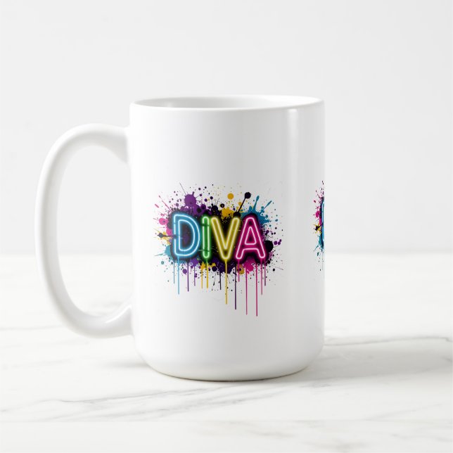 Neon Diva Graffiti Collage with Dripping Paint on  Kaffemugg (Vänster)