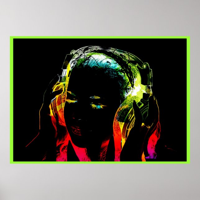 neon dj-flickgrafik poster (Framsidan)
