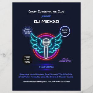 Neon DJ Music och Dance Gig Flyer