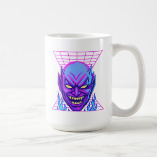 Neon Djävulen Synthwave Demon Head Retro Horror Kaffemugg
