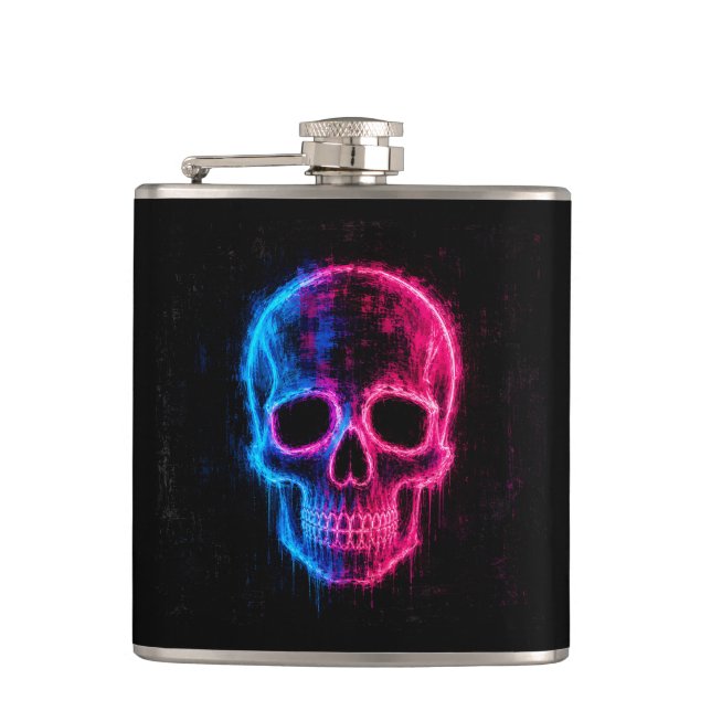 Neon Dödskalle Konst Fickplunta (Framsidan)