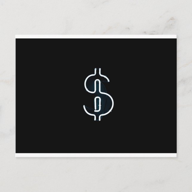 Neon Dollar-tecken Vykort (Framsida)
