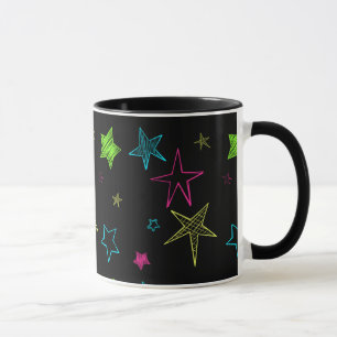 Neon Doodle Stars Mugg