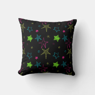 Neon Doodle Stars Pillow Kudde