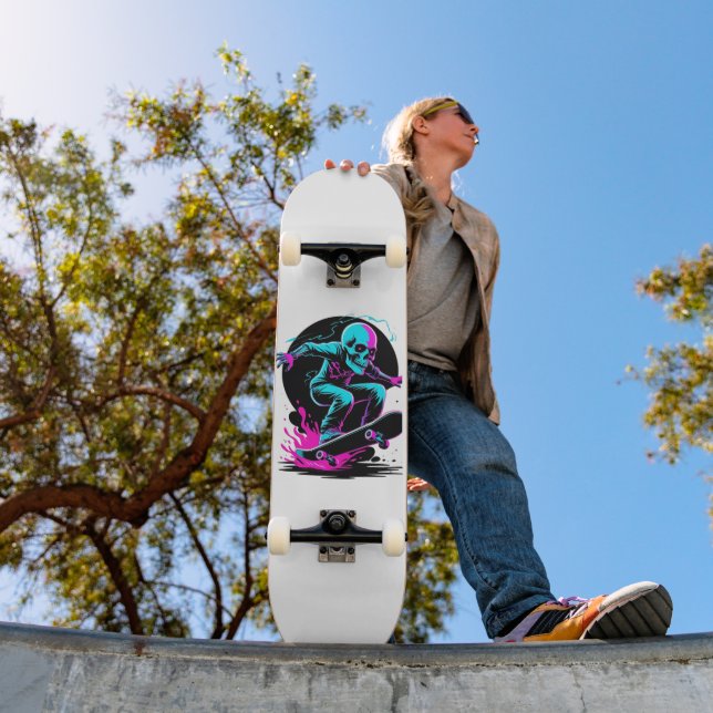 Neon Döskalle skateboard Art - Edgy Skater (Utomhus 1)