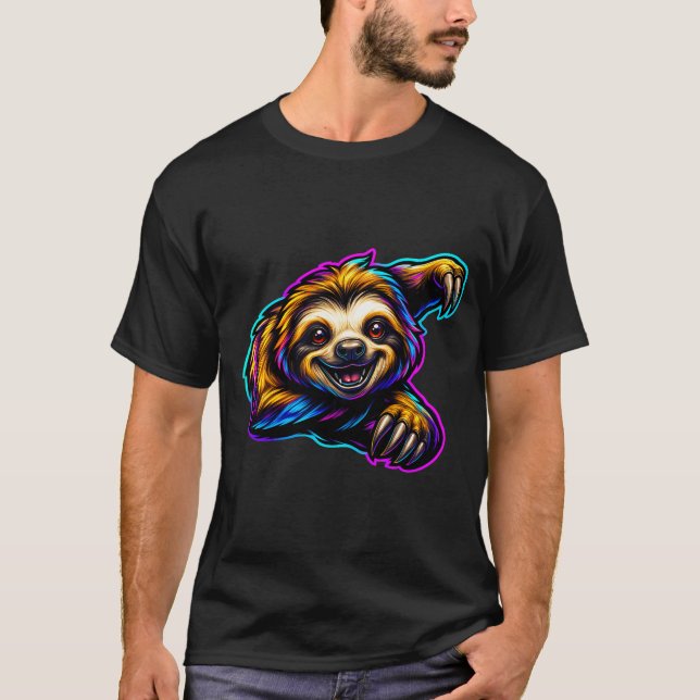 Neon Dov Vibes – Avslappnad & Färgrik Djur T-Shirt (Framsida)