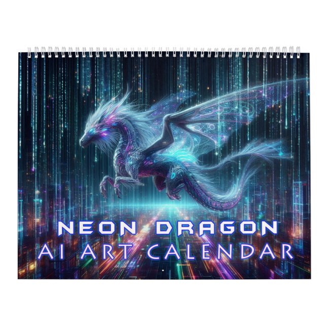 Neon Dragon AI Art Kalender (Omslag)