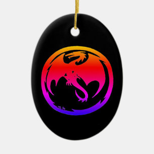 Neon Dragon Black Keramic ornament