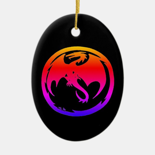 Neon Dragon Black Keramic ornament (Framsidan)
