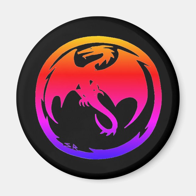 Neon Dragon Black magnet (Framsidan)