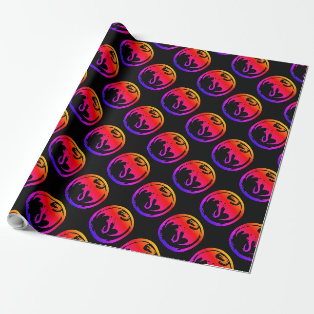Neon Dragon Black projektionsyta med pappert mediu Presentpapper (Utrullad)