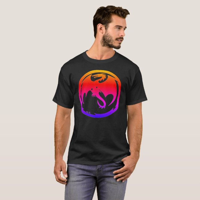 Neon Dragon Black T-shirt (Hel framsida)
