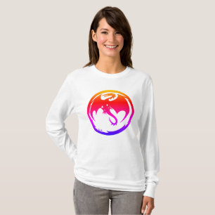 Neon Dragon dam långärmad vit skjorta T Shirt